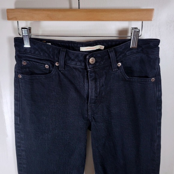 Levi's Premium Low Pitch Bootcut Jeans Size 27 Mid Rise Faded Distressed Wash - Picture 4 of 10